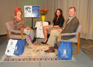 Suzanne Barnett (left), host of "The Better Part" gets ready to interview RSVP co-founder David Barca and RSVP Chair Eileen Giorgi. Watch the feature on RSVP on cablecast and on the Internet next week.