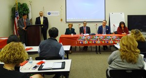 GBC Chair Mark Wong and YPN Chair Ryan Nunnally with panelists (left to right) Carol MacCorkle, Omar Kinaan, Michael Repka and Kim Connor.