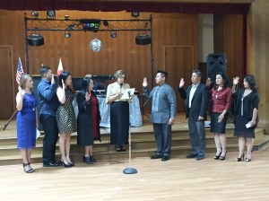 C.A.R. Region 9 Chair Carolyn Miller installs FAREPA's 2015 leadership team.