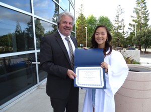 SILVAR Past President David Tonna presented the scholarship award to Yun Seo (Jennifer) Kim, graduating senior from Saratoga High School.