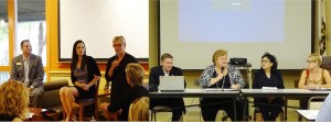 Left, the Los Gatos/Saratoga District panel with Sal Covarrubias, Annie Delgado and Cindy Stanford. Right, the Palo Alto District panel with Eric Trailer, Caroline Wolf, Janine Dietiker and Jackie Griffin.